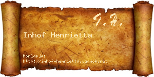 Inhof Henrietta névjegykártya